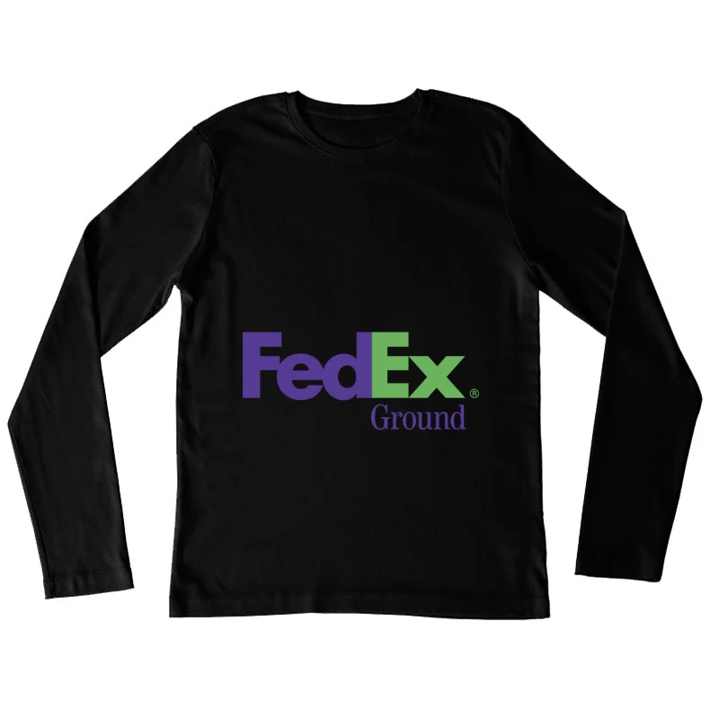 FedEx Ground Corporate Logo - Purple and Green Shipping Company Design Female Long Sleeve T-Shirt