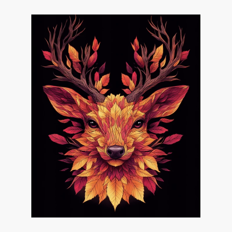 Autumnal Fantasy Deer Illustration Cotton Tote Bag