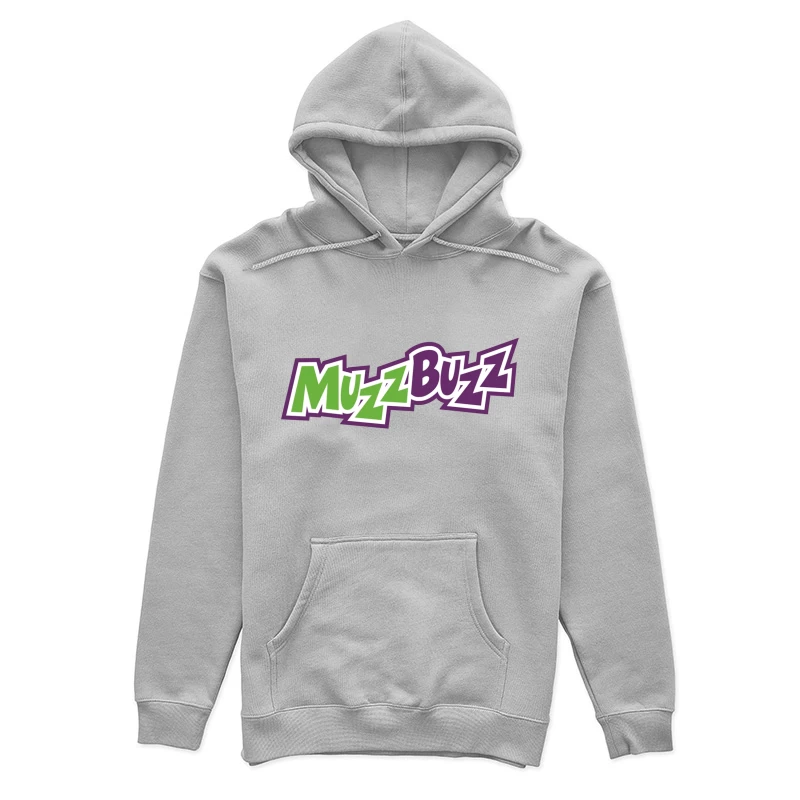 Muzz Buzz Beverage Brand Logo in Green and Purple Female Pullover Hoodie