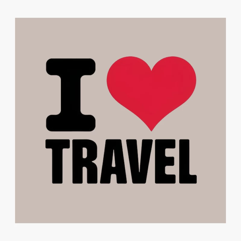 I Love Travel Heart Typography Design Throw Pillow