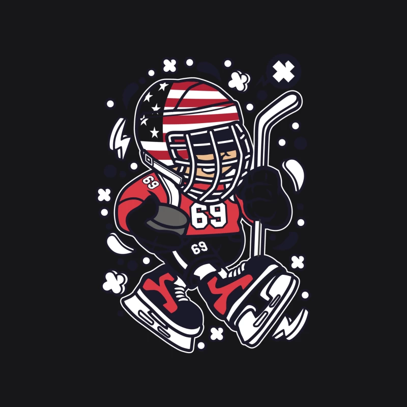Joueur de hockey américain stylisé Homme Sweat à capuche