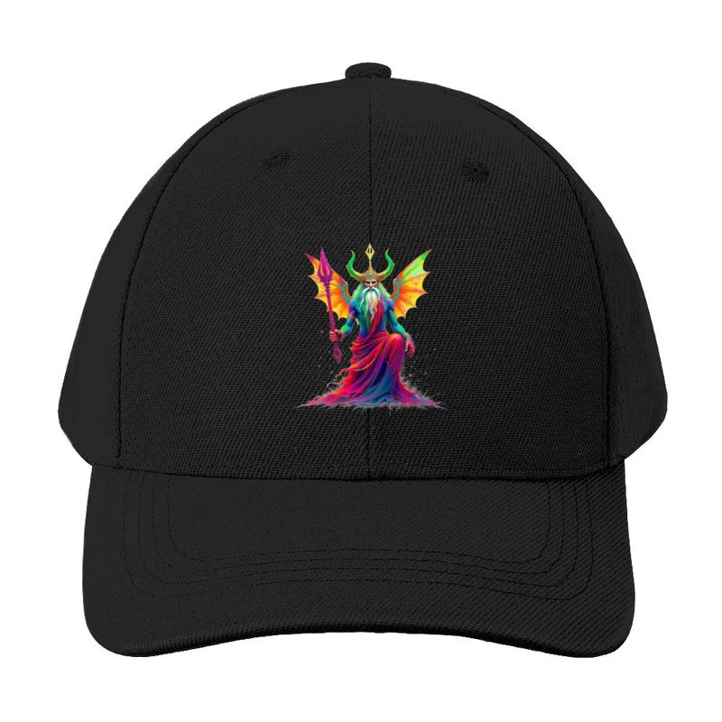 Rainbow-Hued Horned Deity with Dragon Wings Baseball Cap