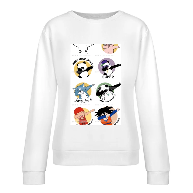 Lustige Cartoon-Charaktere beim Dab-Tanz Damen Pullover Sweatshirt