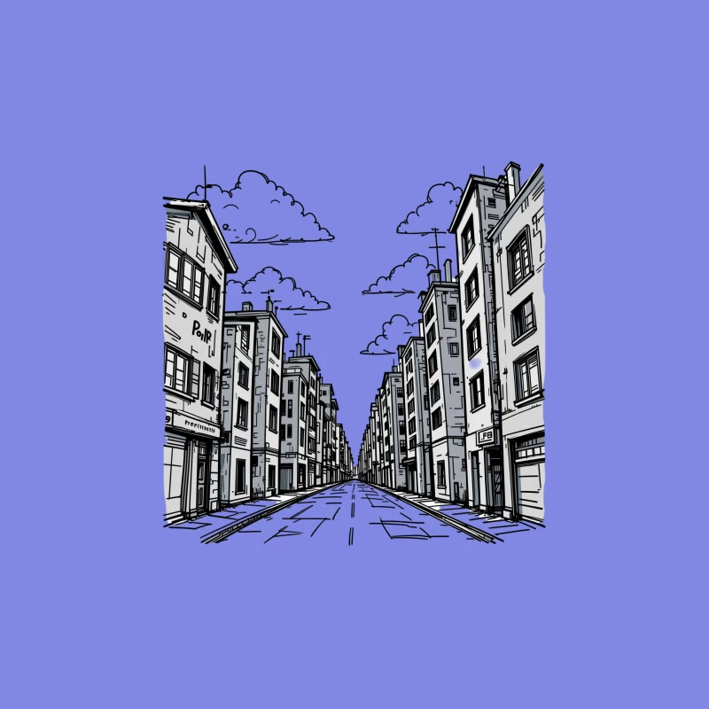 Monochrome Cityscape with Urban Architecture Travel Mug