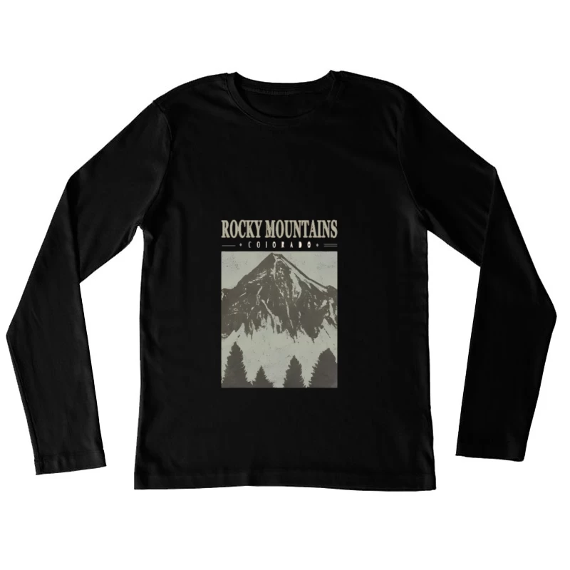 Rocky Mountains Illustration in Colorado Damen Langarm T-Shirt