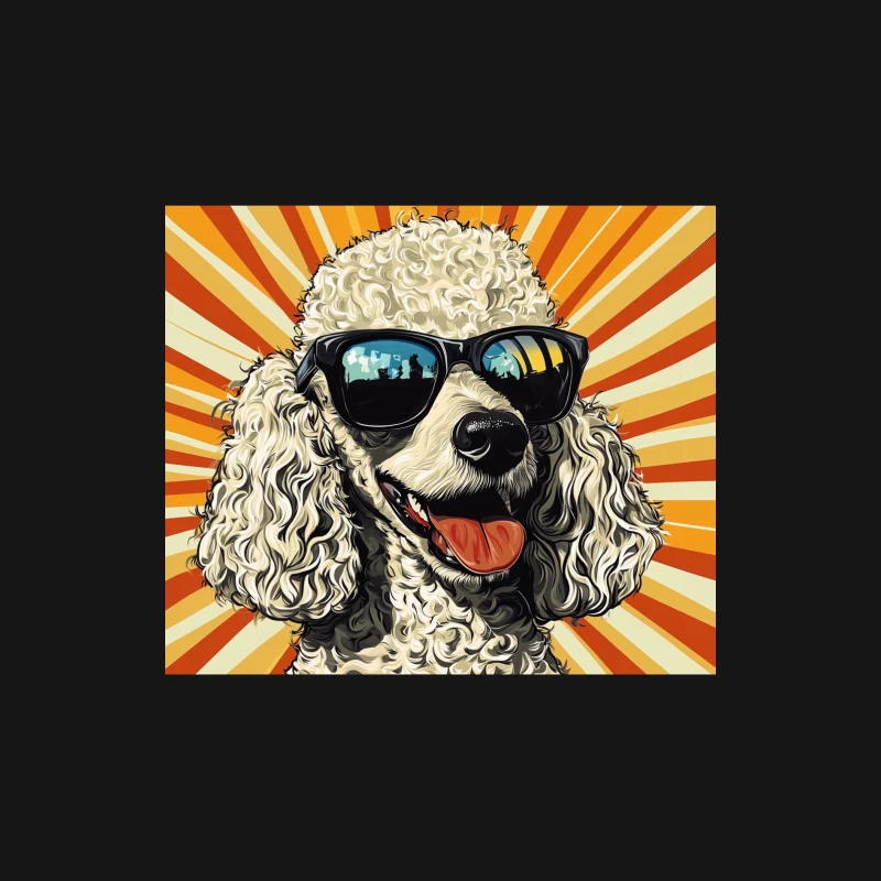 Cool Retro Poodle with Sunglasses in Pop Art Style Female Long Sleeve T-Shirt