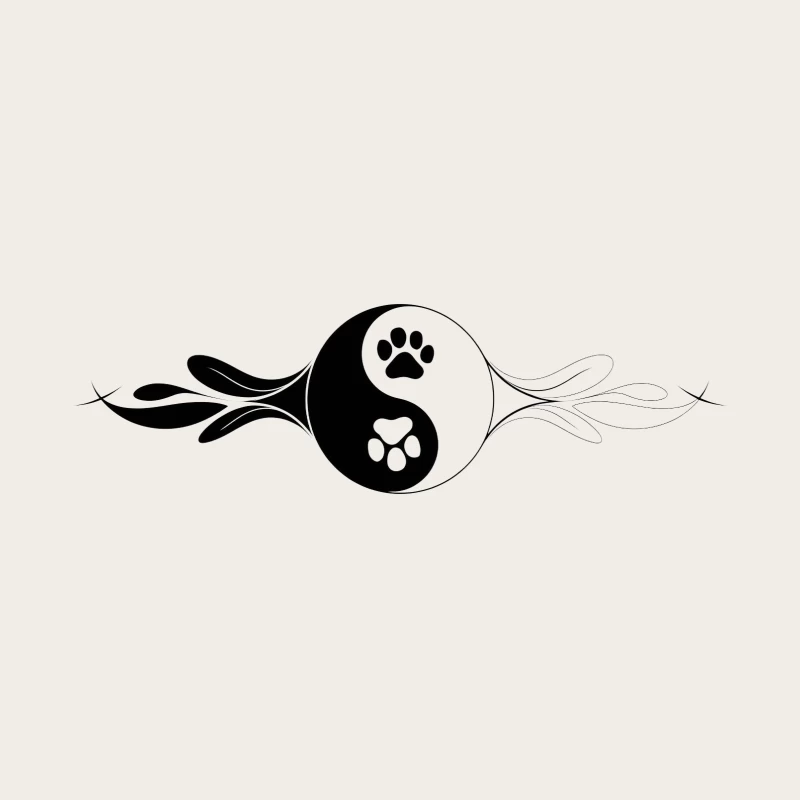 Yin Yang Pet Paw Prints: Symbolic Animal Lovers Design Bucket Hat