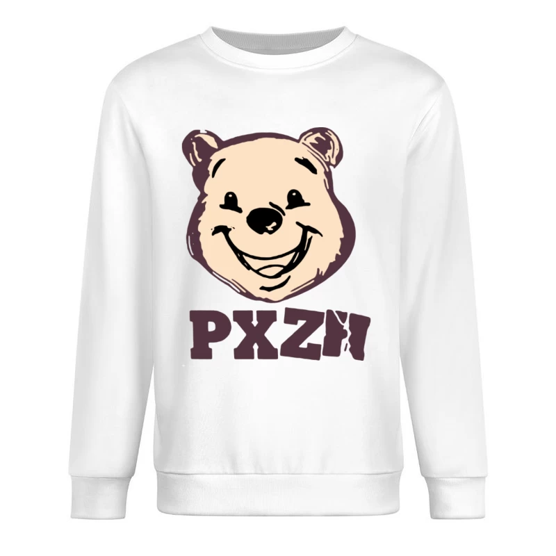 Lächelndes Bärengesicht mit Buchstaben PXZI Herren Pullover Sweatshirt