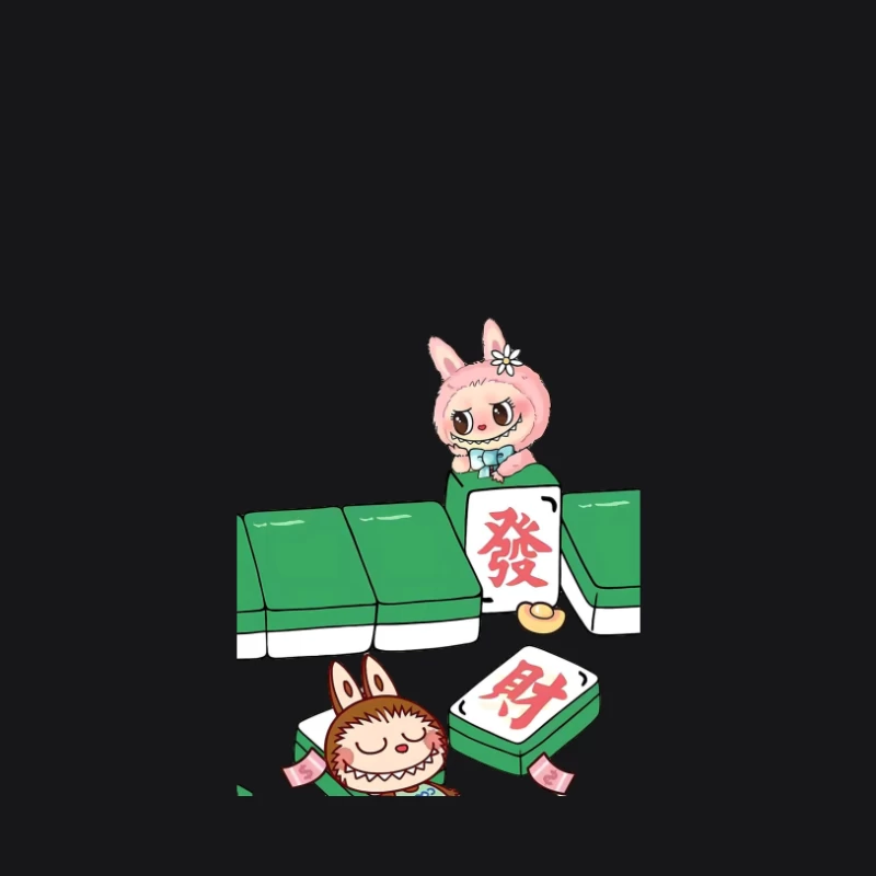 Niedliche Häschen mit Mahjong-Steinen Damen Pullover Hoodie