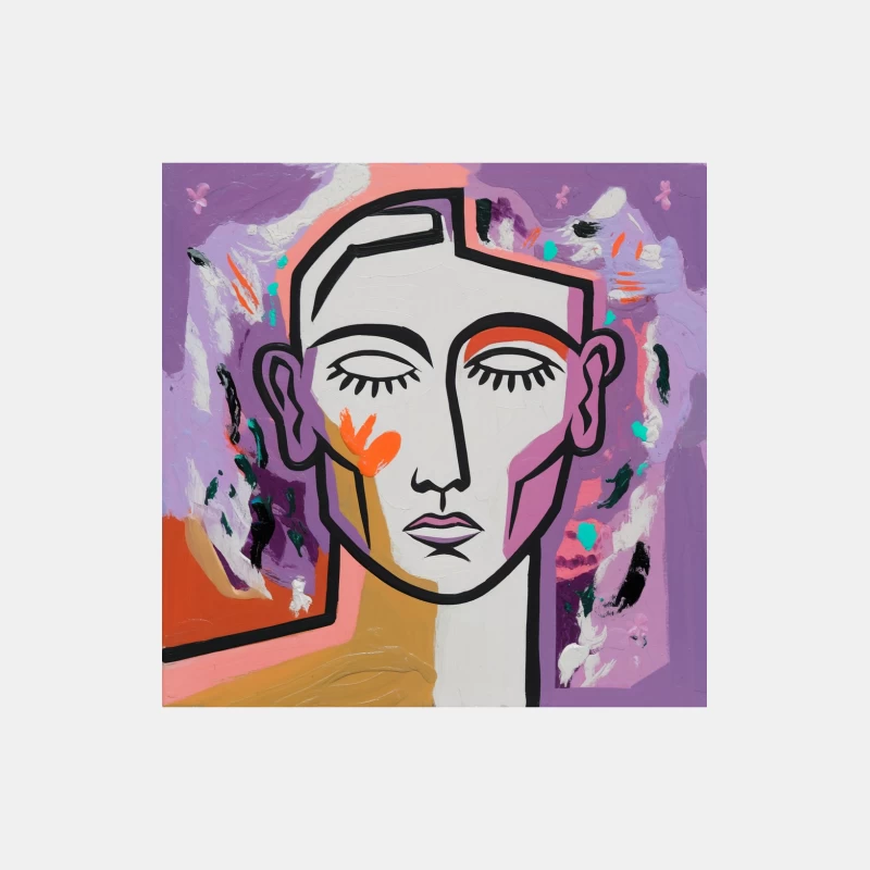 Vibrant Cubist Portrait with Closed Eyes Male Tank Top