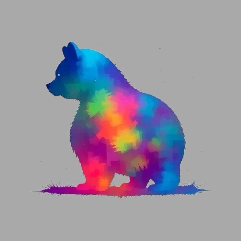 Rainbow Watercolor Bear Silhouette Art Male Pullover Hoodie