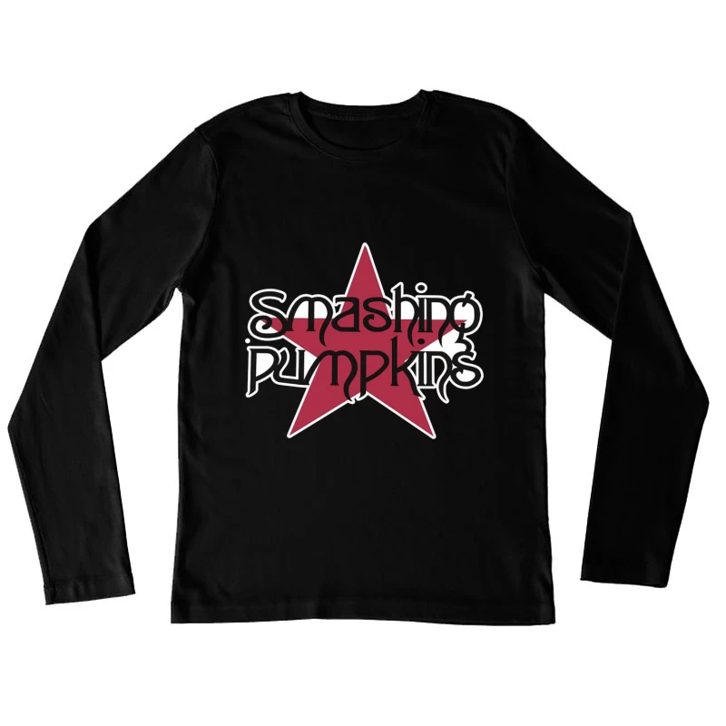 Smashing Pumpkins Alternative Rock Band Logo with Red Star Female Long Sleeve T-Shirt