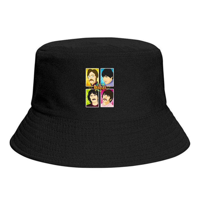 The Beatles Illustrated Portraits Bucket Hat