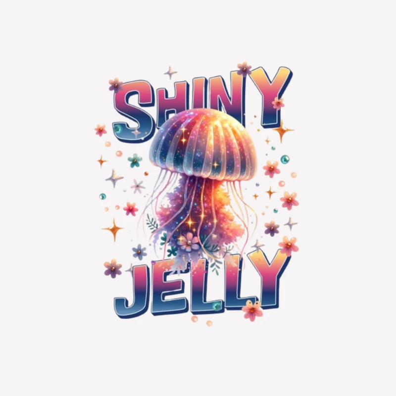 Shiny Jelly: Whimsical Watercolor Jellyfish Typography Art Female T-Shirt