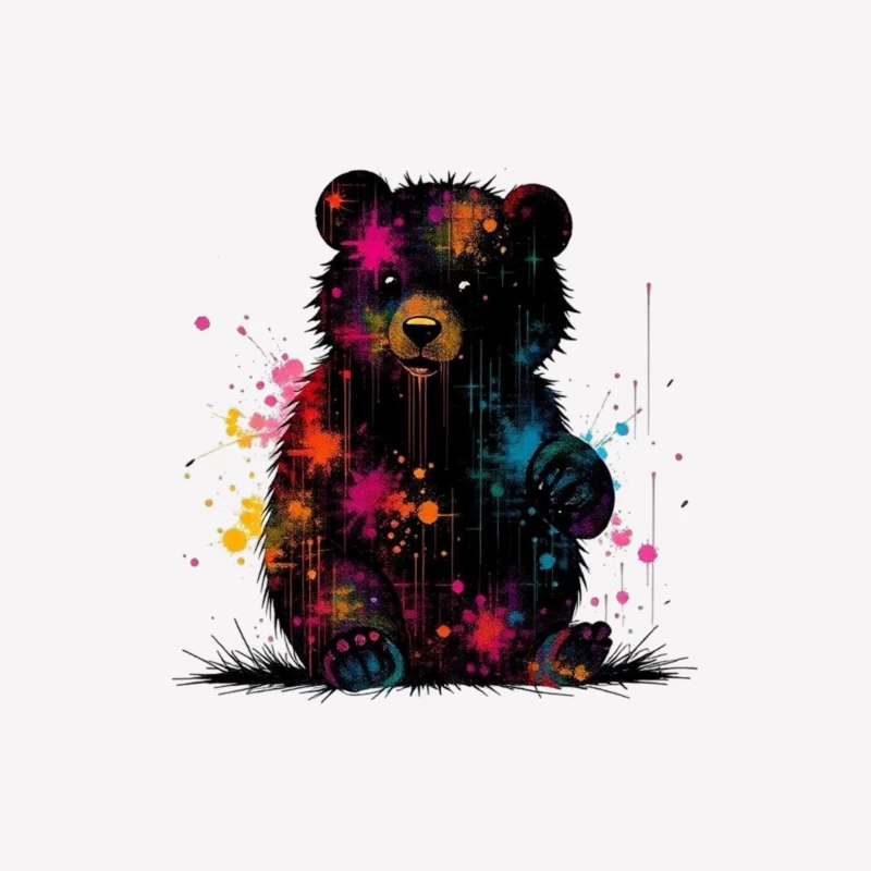 Cosmic Watercolor Teddy Bear Art Female T-Shirt