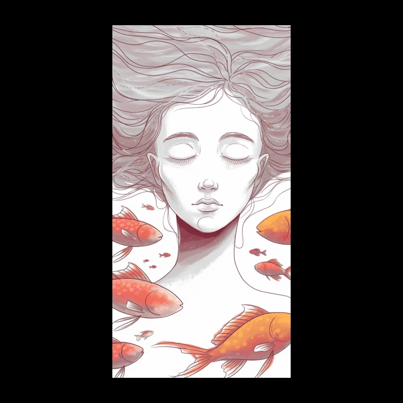 Dreamy Underwater Surrealism: Floating Figure Among Fish iPhone Case