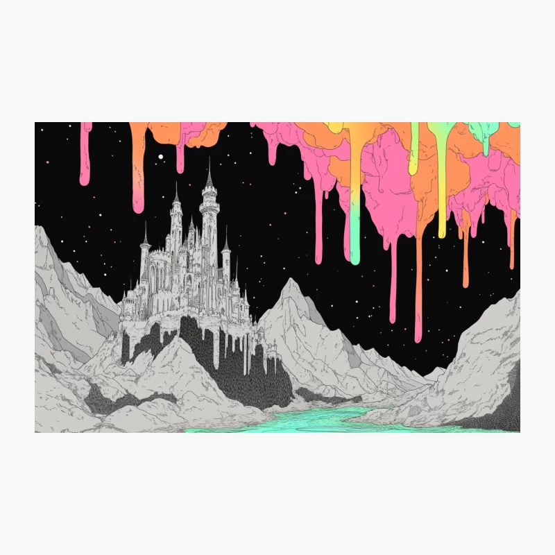 Psychedelic Fantasy Castle in Surreal Mountain Dreamscape Travel Mug