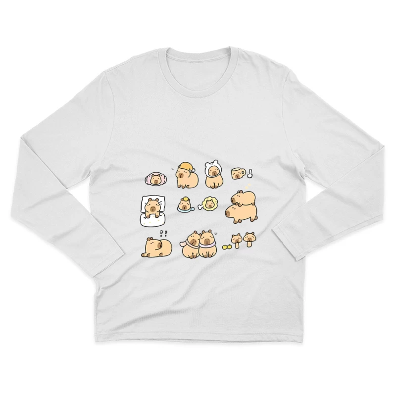 Illustrations mignonnes de Capybara Homme Manches Longues T-Shirt