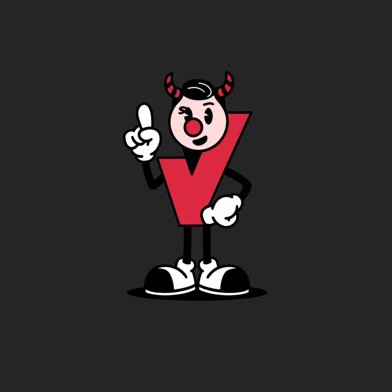 Vintage Red Letter V Devil Mascot Character Female Pullover Sweatshirt
