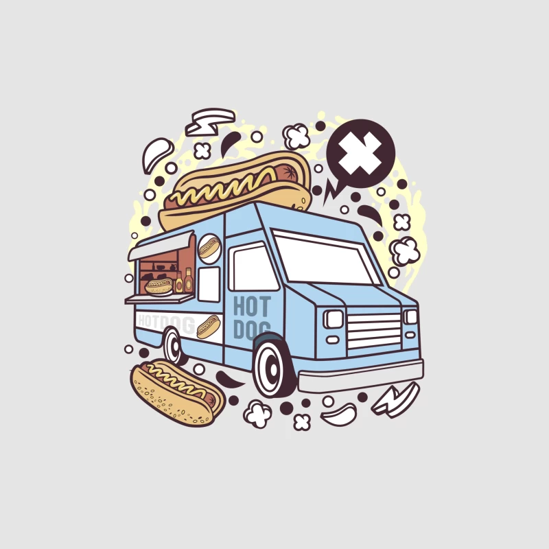 Camion de nourriture coloré servant des hot-dogs Femme Sweat à capuche