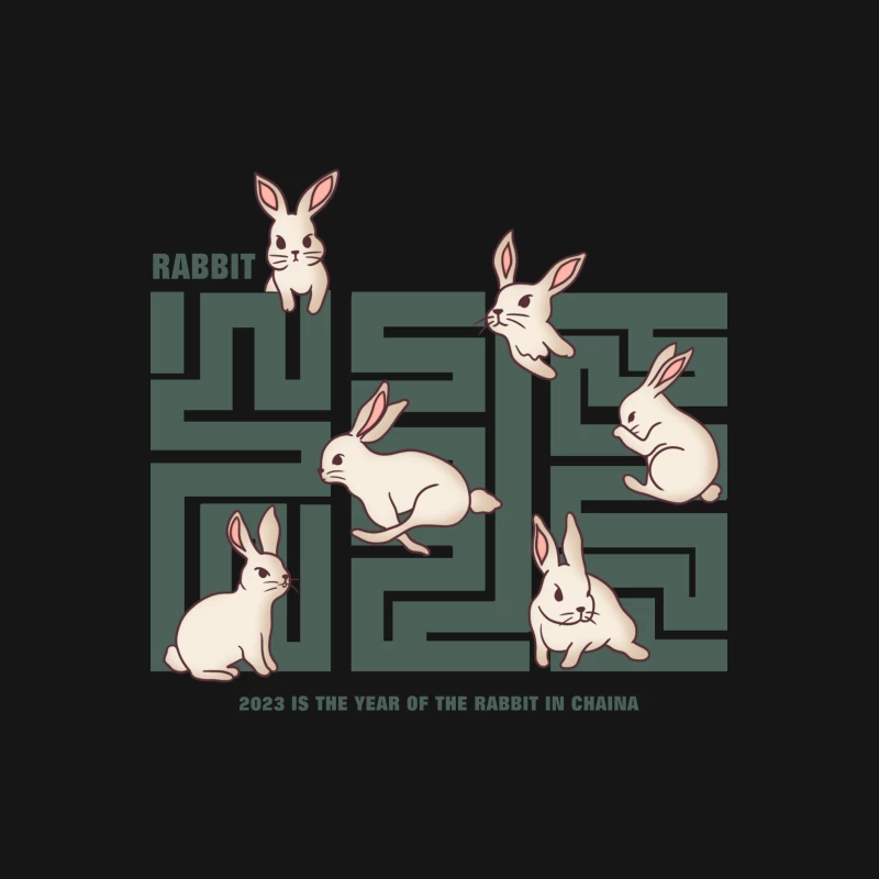 Jahr des Hasen 2023 - Labyrinth Design Herren T-Shirt