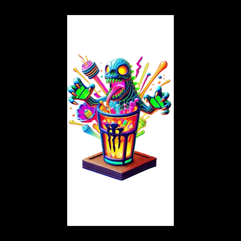 Psychedelic Monster Bursting from Colorful Drink Cup iPhone Case