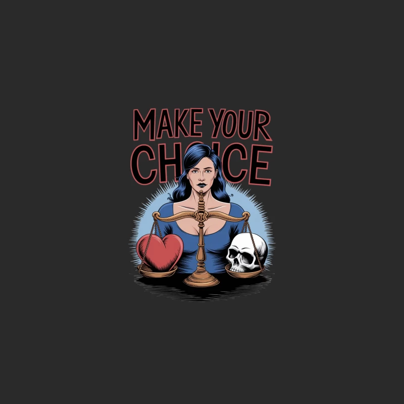 Symbolic Illustration: Choice Between Heart and Skull Baseball Cap