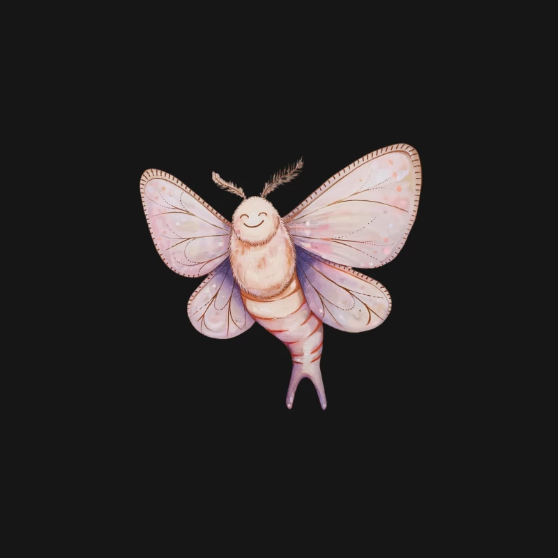 Whimsical Watercolor Moth Illustration with Cute Smile Male Long Sleeve T-Shirt