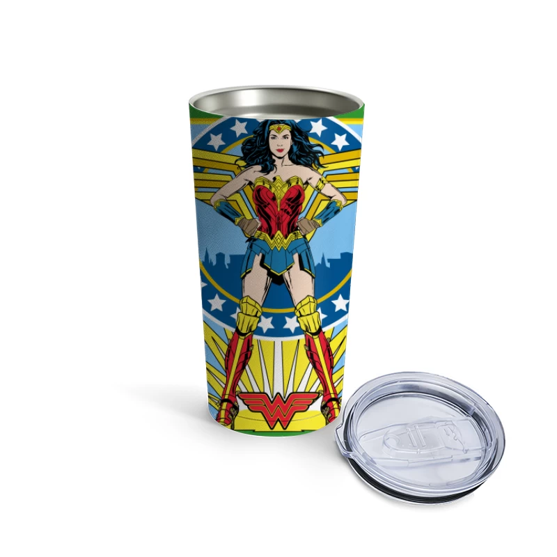 Wonder Woman Comic Art Illustration Travel Mug
