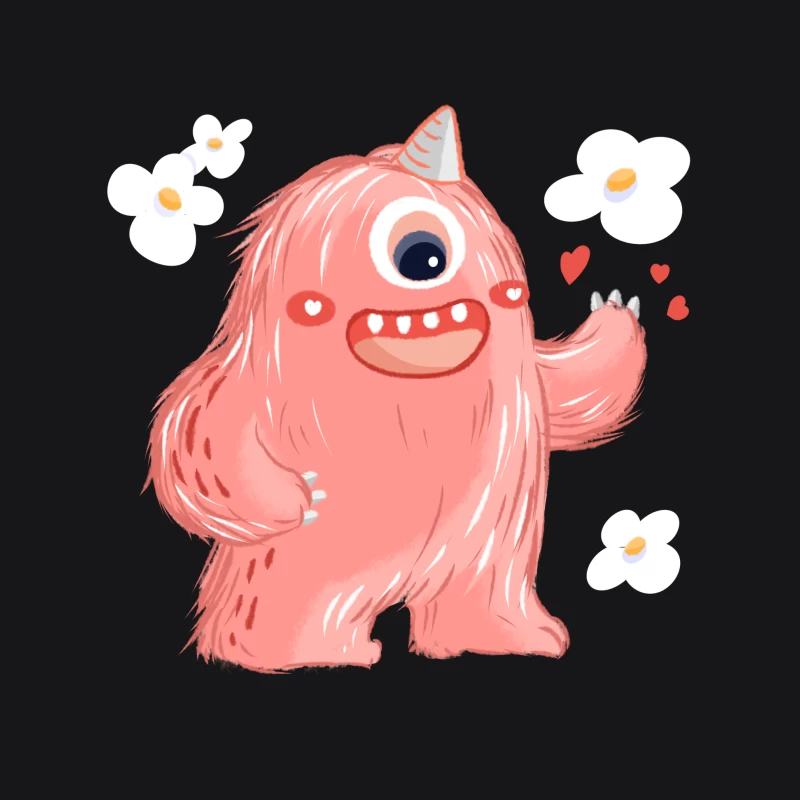 Rosa Einhornmonster mit Blumen Herren Pullover Hoodie