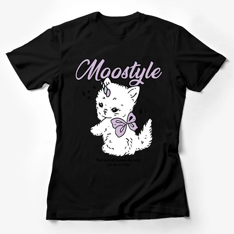 Niedliches Einhorn-Kätzchen mit Schleife Damen T-Shirt