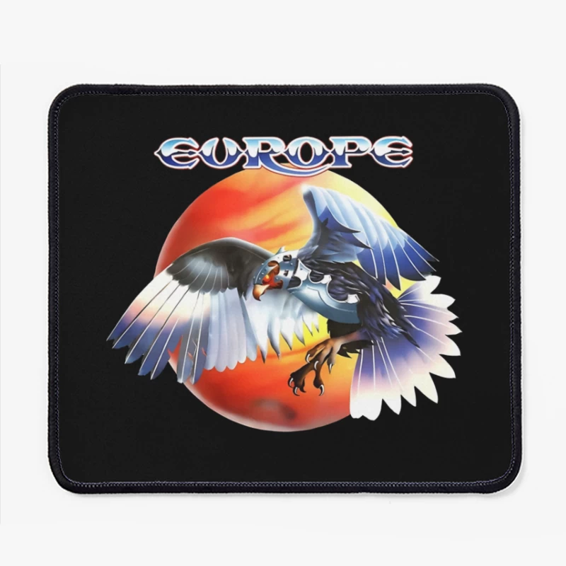 Europe Band Logo with Majestic Eagle Against Sunset Mouse Pad