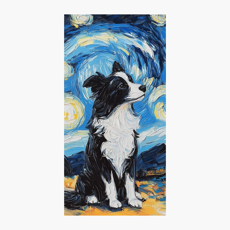 Border Collie in Starry Night: A Van Gogh-Inspired Painting iPhone Case