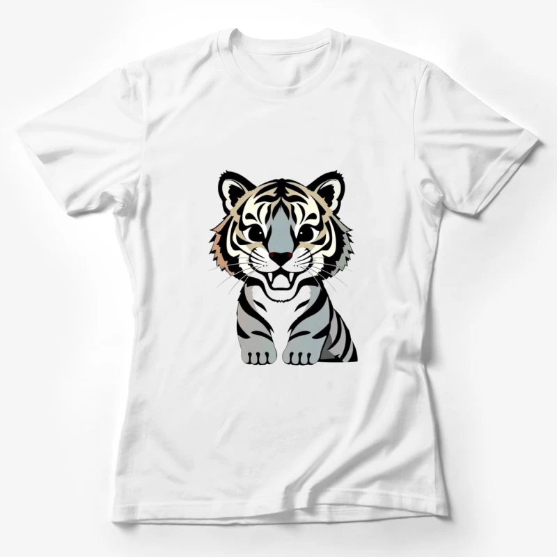 Cartoon Illustration of a Tiger Female T-Shirt