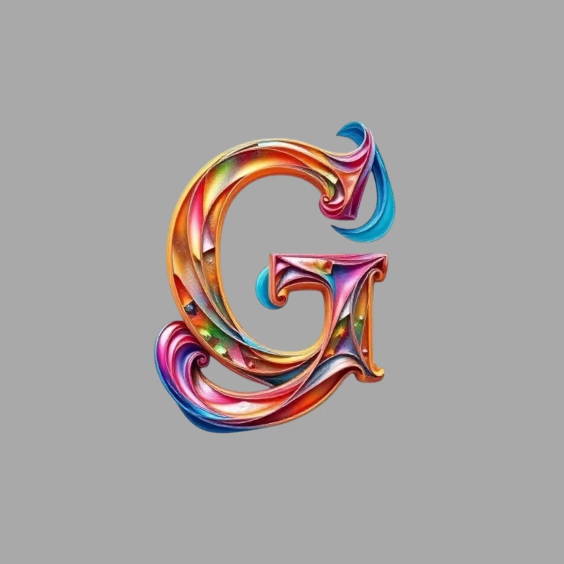 Colorful 3D Typography: Decorative Letter G with Swirling Gradient Pattern Male Pullover Hoodie