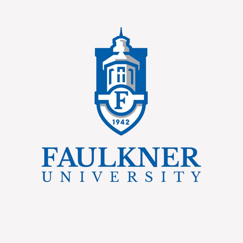 Faulkner University Logo - Educational Shield with Church Spire Design from 1942 Male T-Shirt