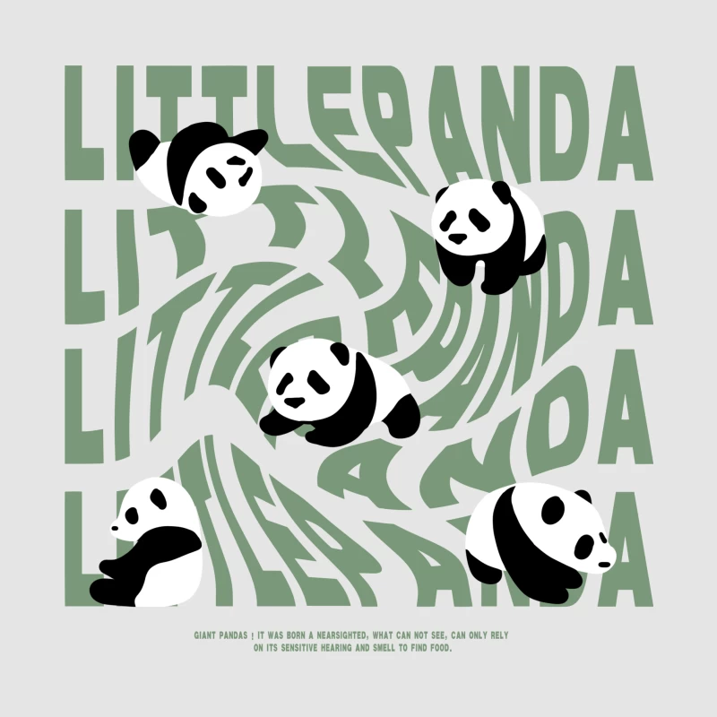 Niedliche Pandas auf verzerrtem Text Herren Pullover Hoodie