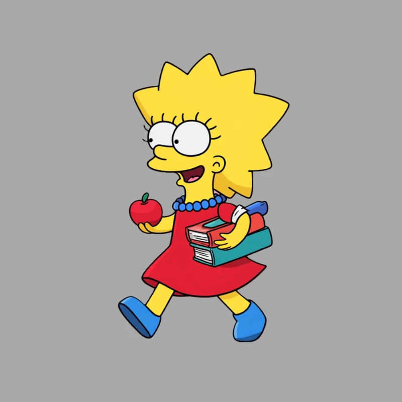 The Simpsons' Lisa Simpson: An Animated Schoolgirl with Apple Female Pullover Hoodie