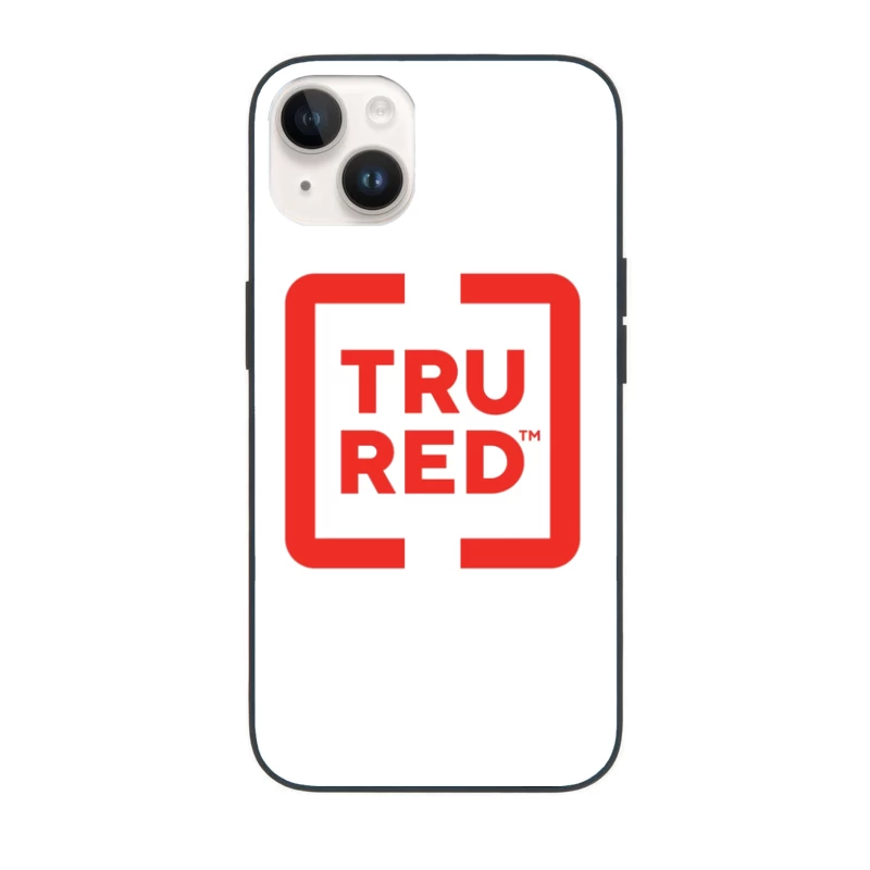 TruRed Minimalist Square Logo Design in Red and White iPhone Case