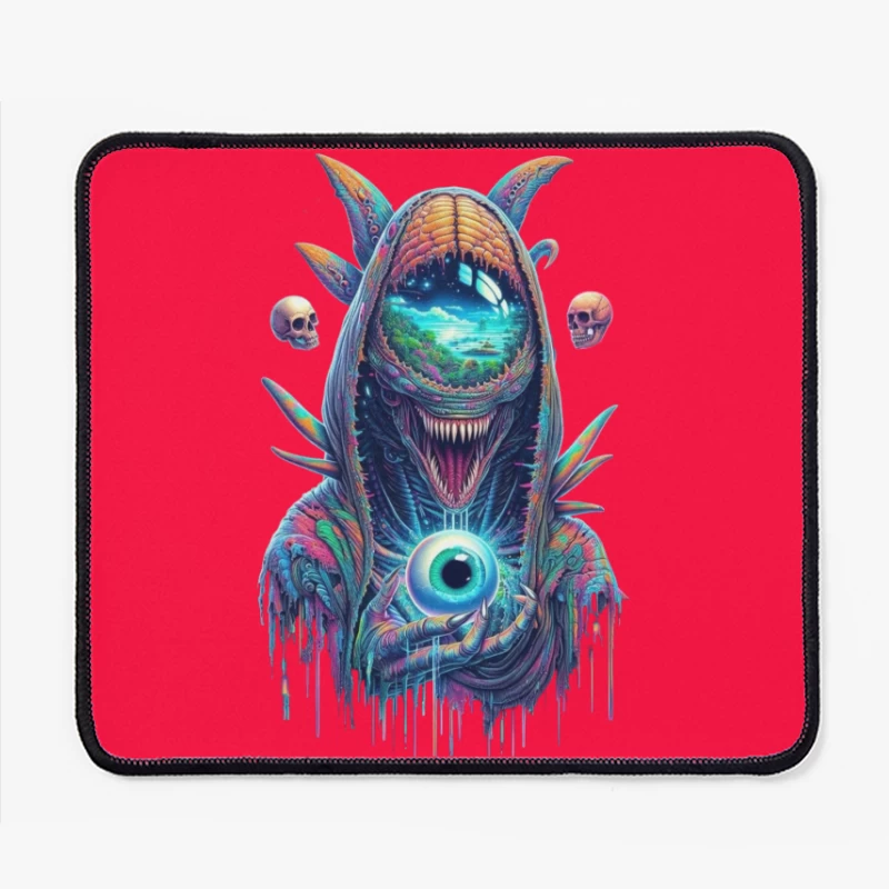 Surreal Cosmic Monster in Vibrant Colors Mouse Pad