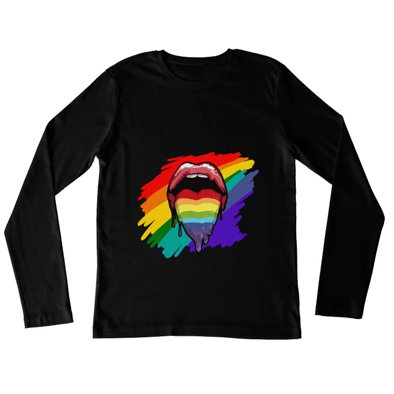 Regenbogenlippen Kunst Damen Langarm T-Shirt