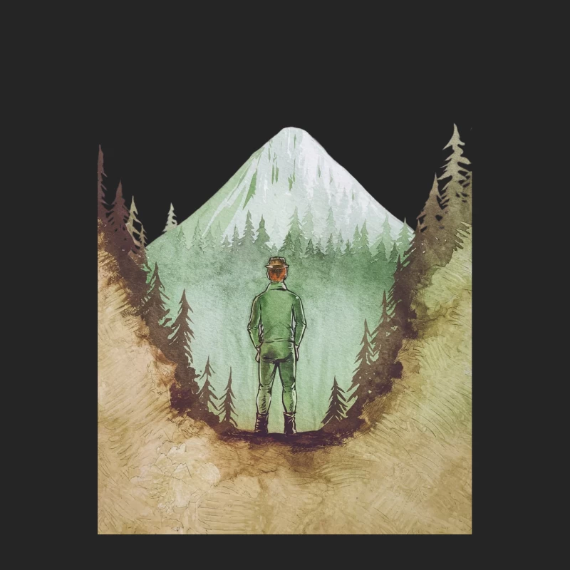 Solitary Hiker Admiring Mountain Landscape in Watercolor Female Pullover Sweatshirt