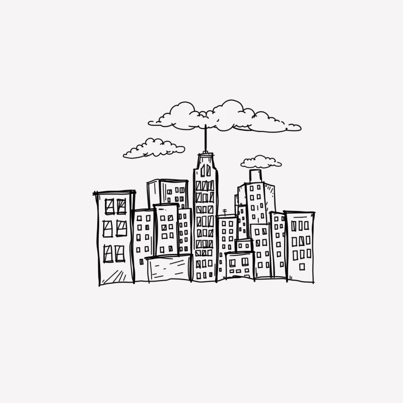 Artistic Doodle of a City Skyline Female T-Shirt