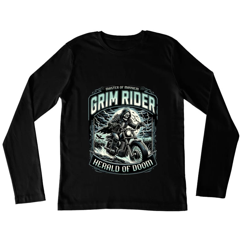 Grimmiger Reiter auf einer Motorradfahrt Damen Langarm T-Shirt