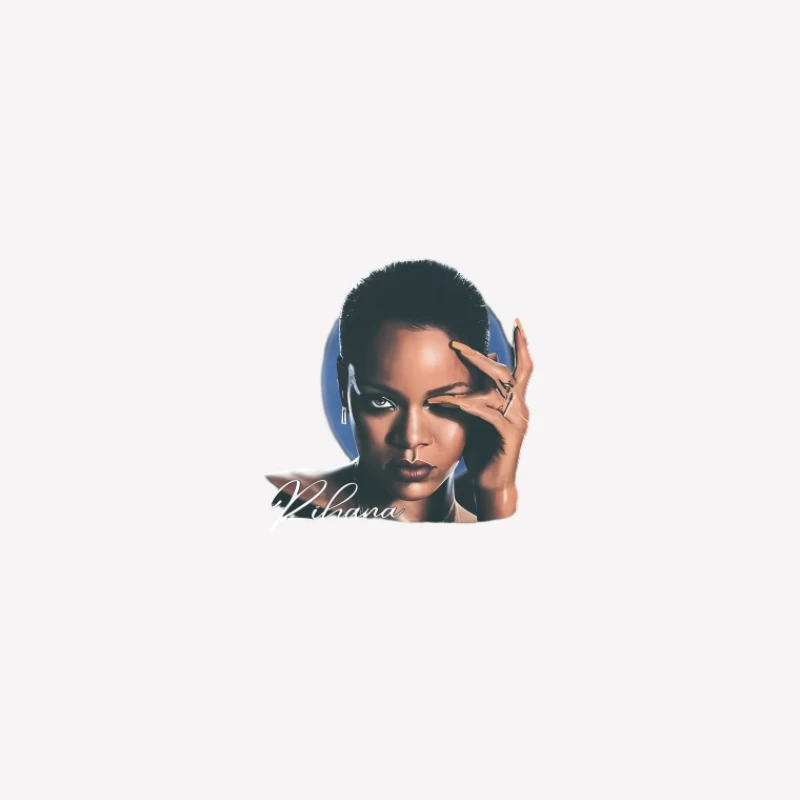 Portrait illustré avec nom Rihanna Homme T-Shirt
