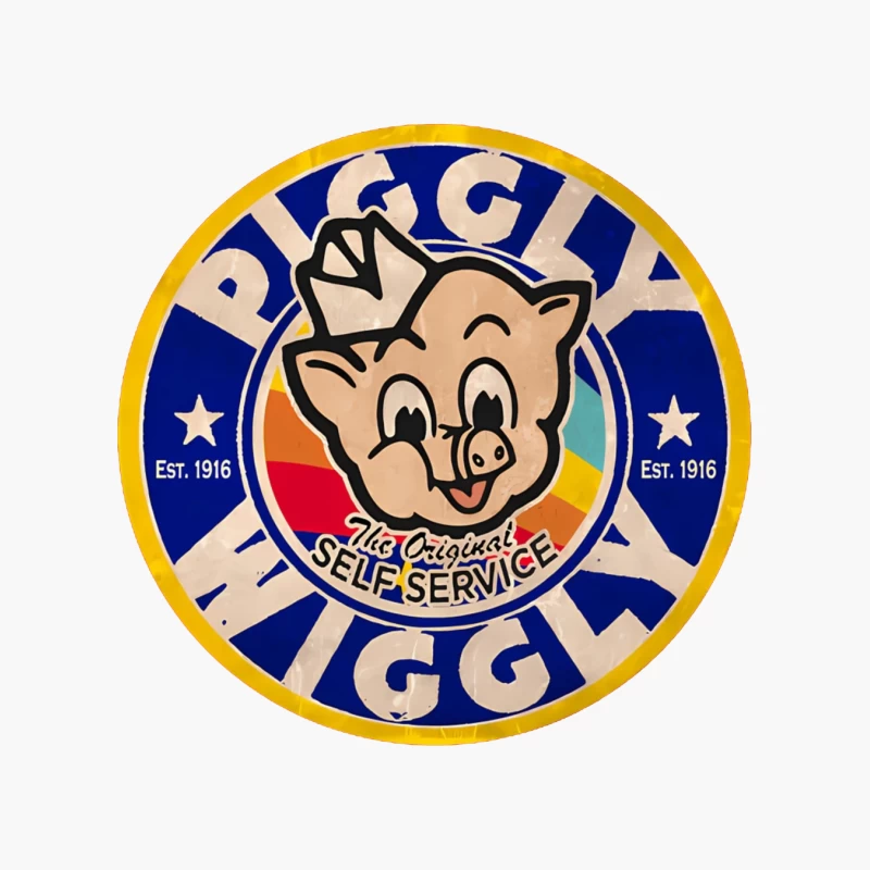 Vintage Piggly Wiggly Supermarket Logo - The Original Self Service Store Since 1916 Cotton Tote Bag