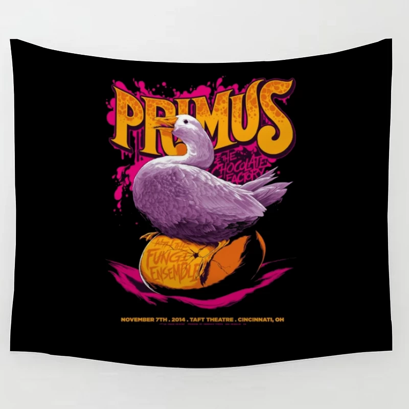 Primus Rock Band Concert Poster with Purple Duck Design Tapestry