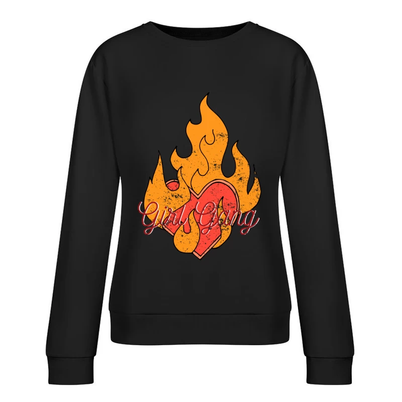 Cœur en flammes du Girl Gang Femme Sweat-shirt à enfiler