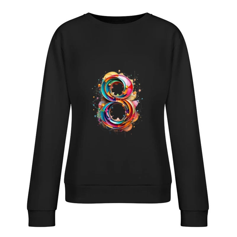 Abstract Colorful Number 8 Digital Art Design Female Pullover Sweatshirt