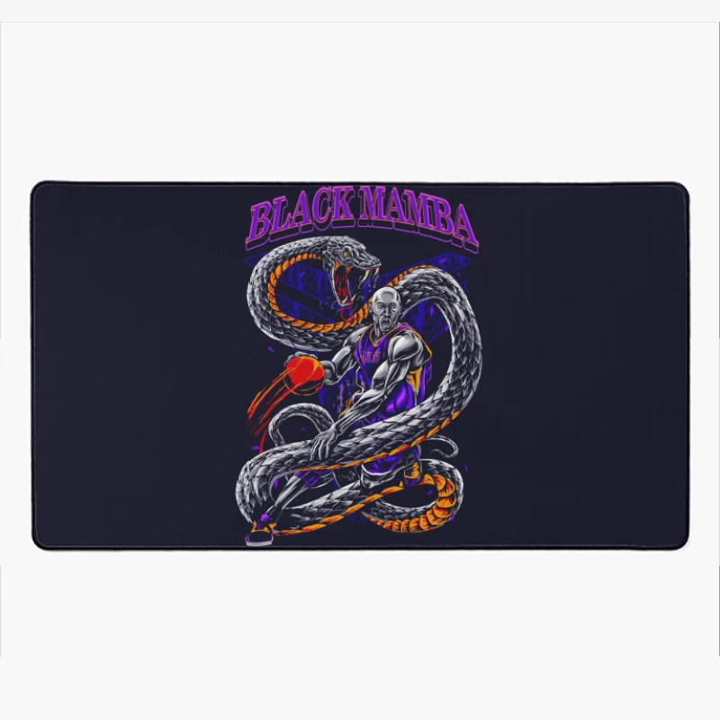 Basketball Illustration of Black Mamba with Snake Desk Mat